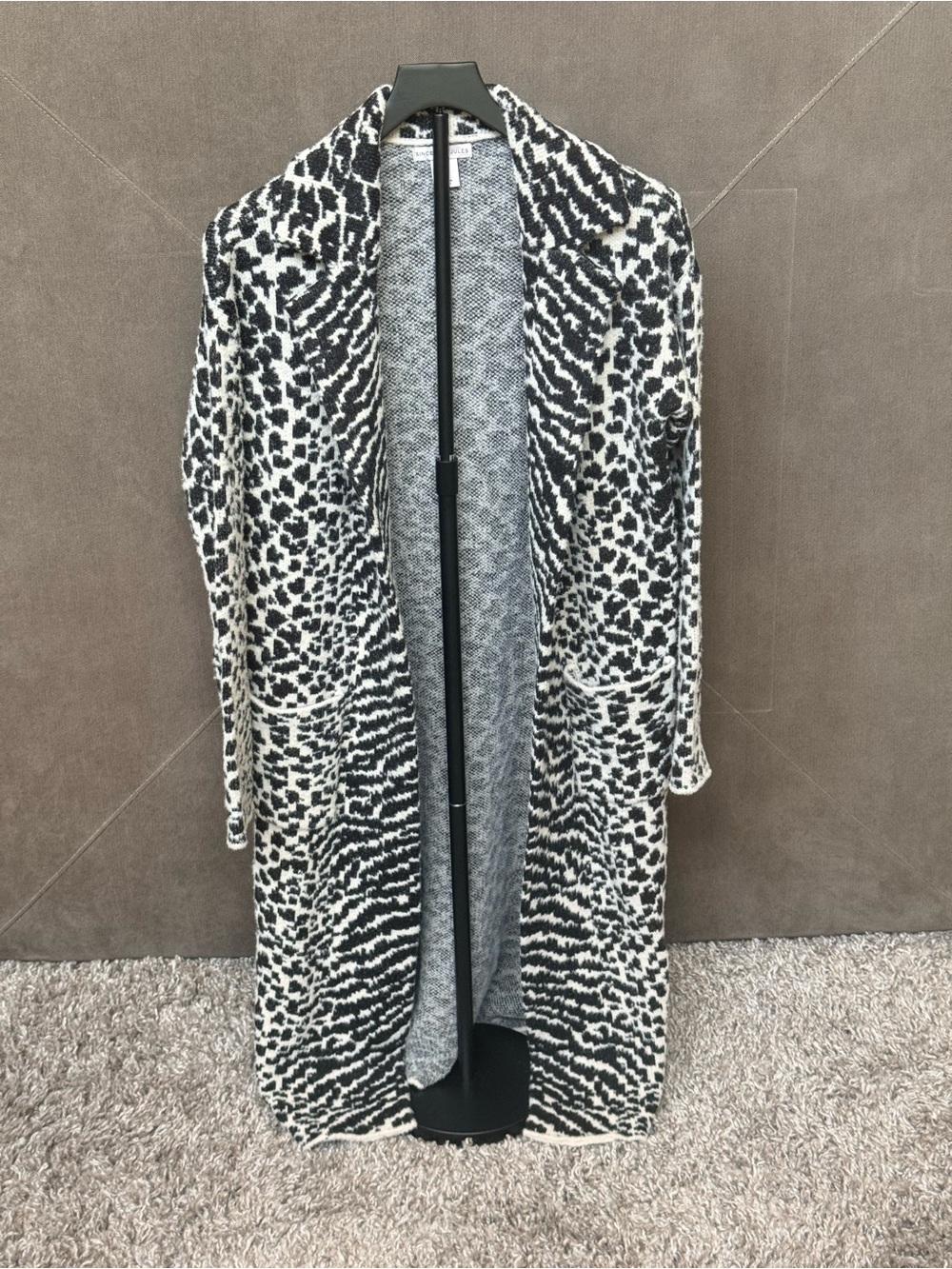 Sincerely Jules Black Cream Animal Print Long Cardigan S